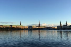 The magnificent view from the inner Alster Lake Hamburg Germany